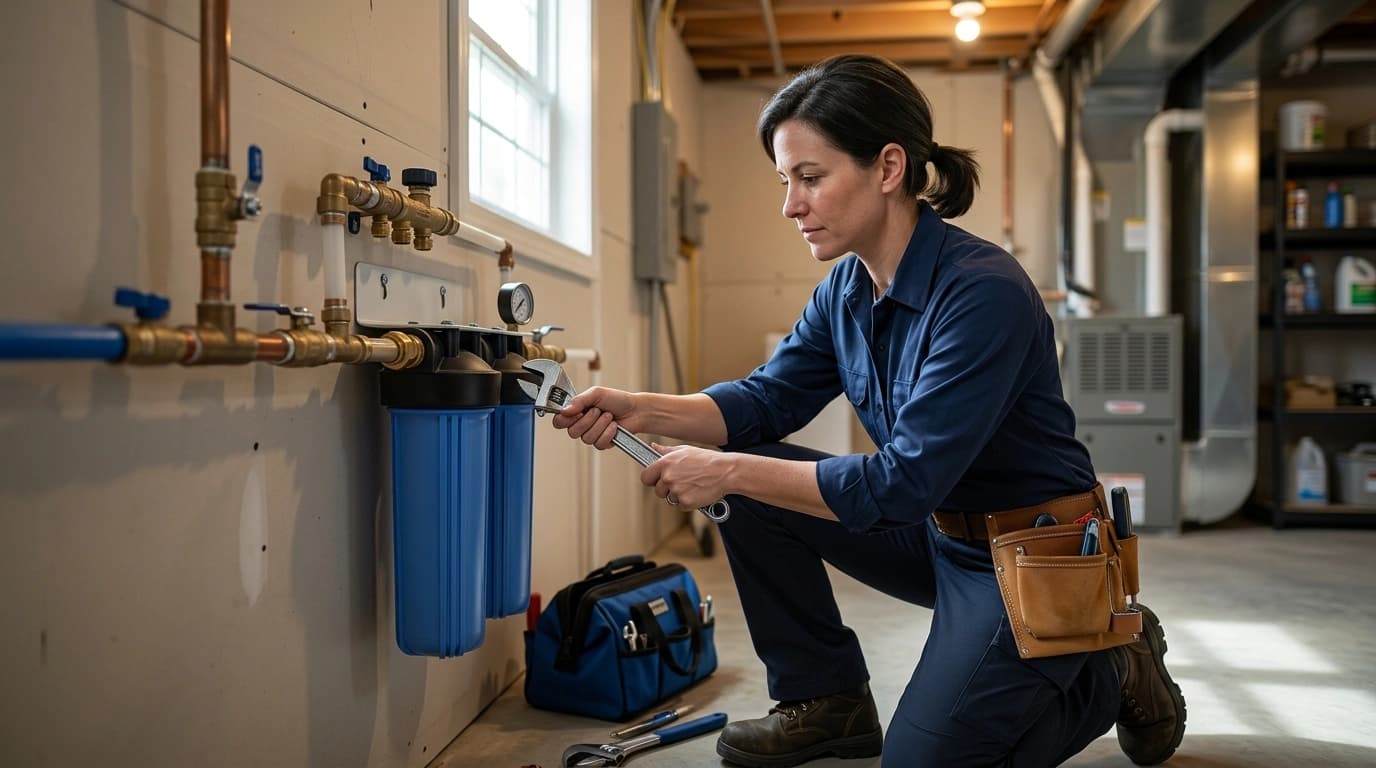 Whole-house water filtration system installed by a Tupelo, MS plumber